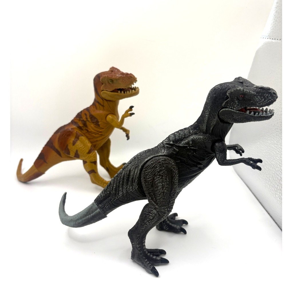 T-Rex Dinosaur Action Figure Set 2 Pack Brown and Black Tyrannosaurus KG22007Y